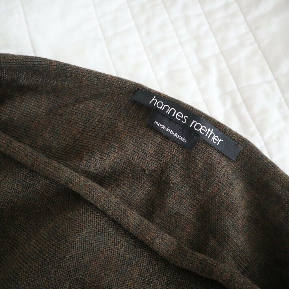 Hannes Roether Size M Merino Wool A-Line Sweater Tunic Pockets Green - Picture 13 of 14